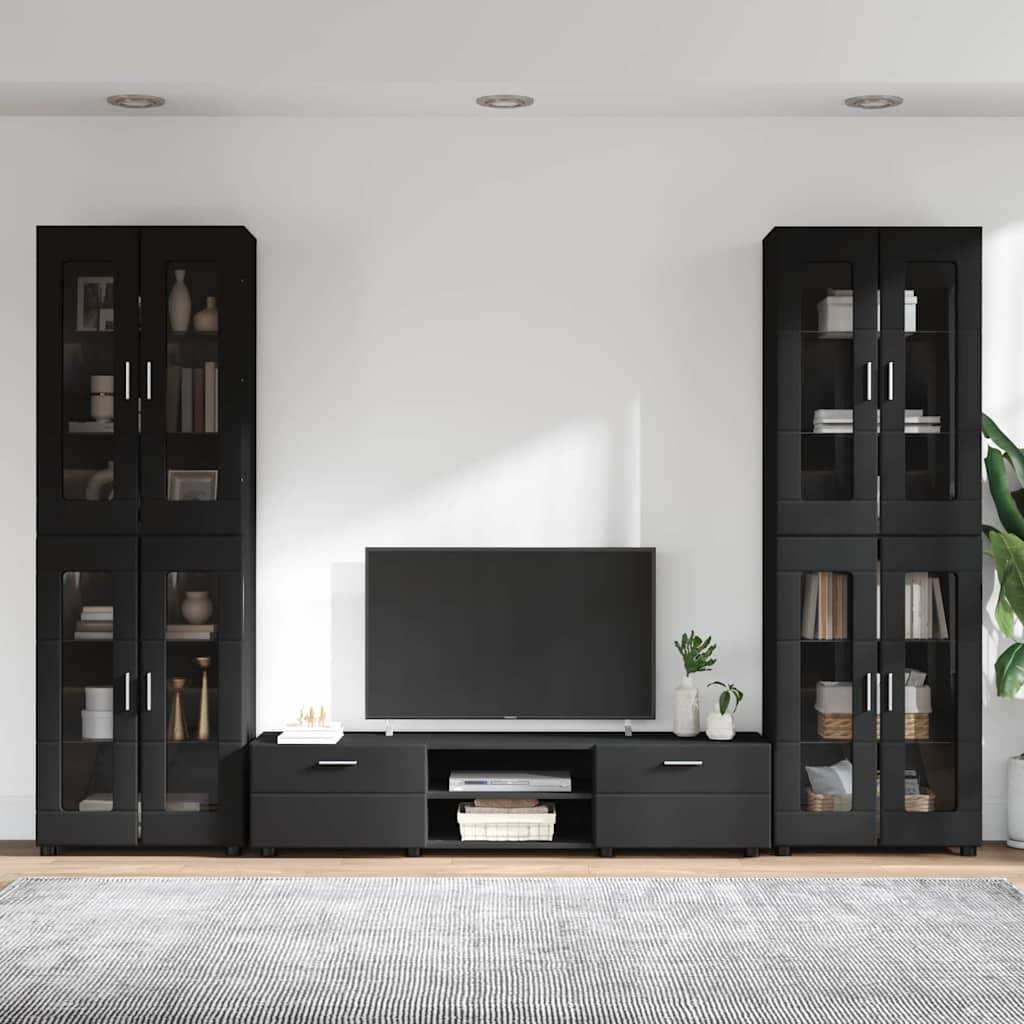 vidaXL TV-Schrankset mit Schubladen FLORIN 3 pcs Schwarz Holzwerkstoff