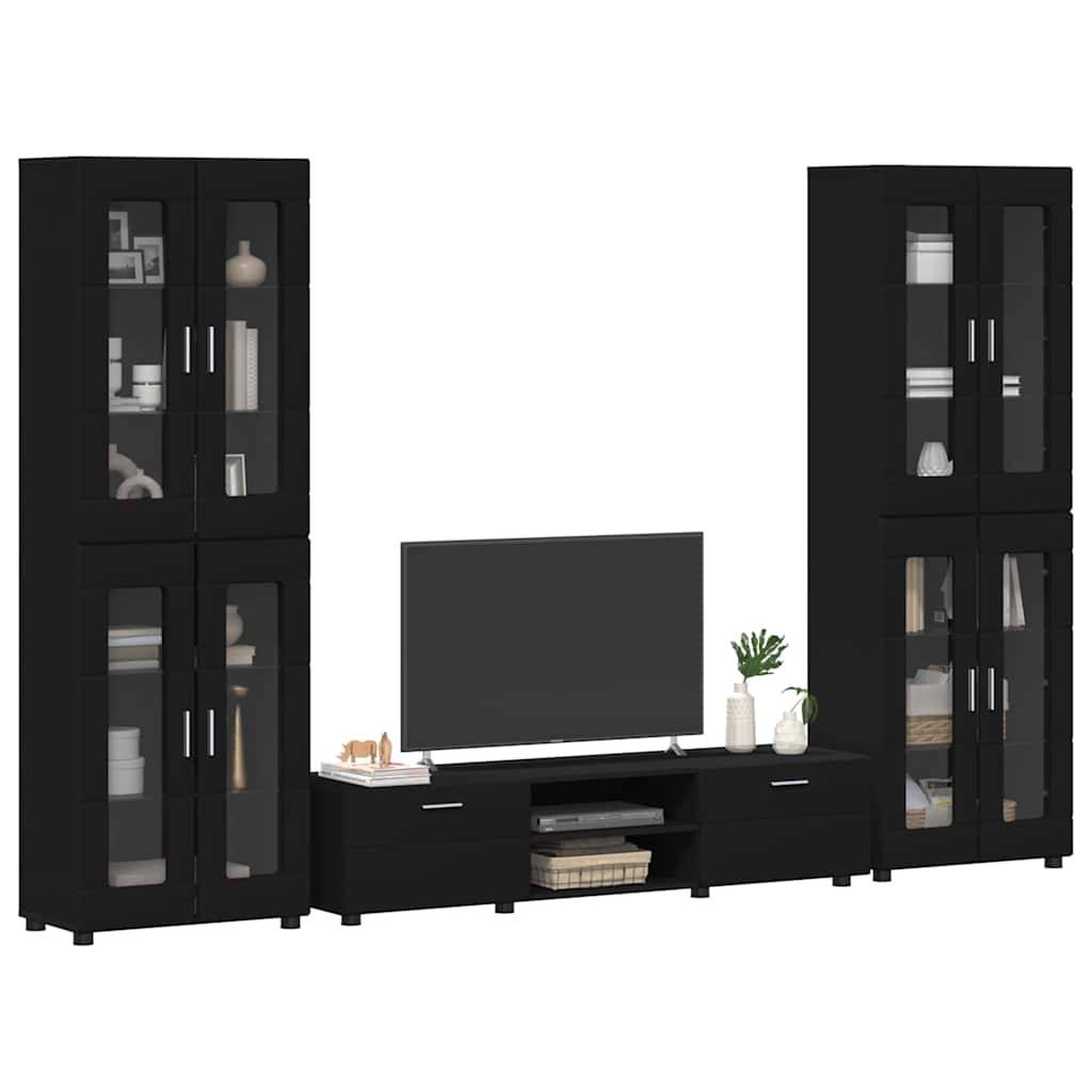 vidaXL TV-Schrankset mit Schubladen FLORIN 3 pcs Schwarz Holzwerkstoff