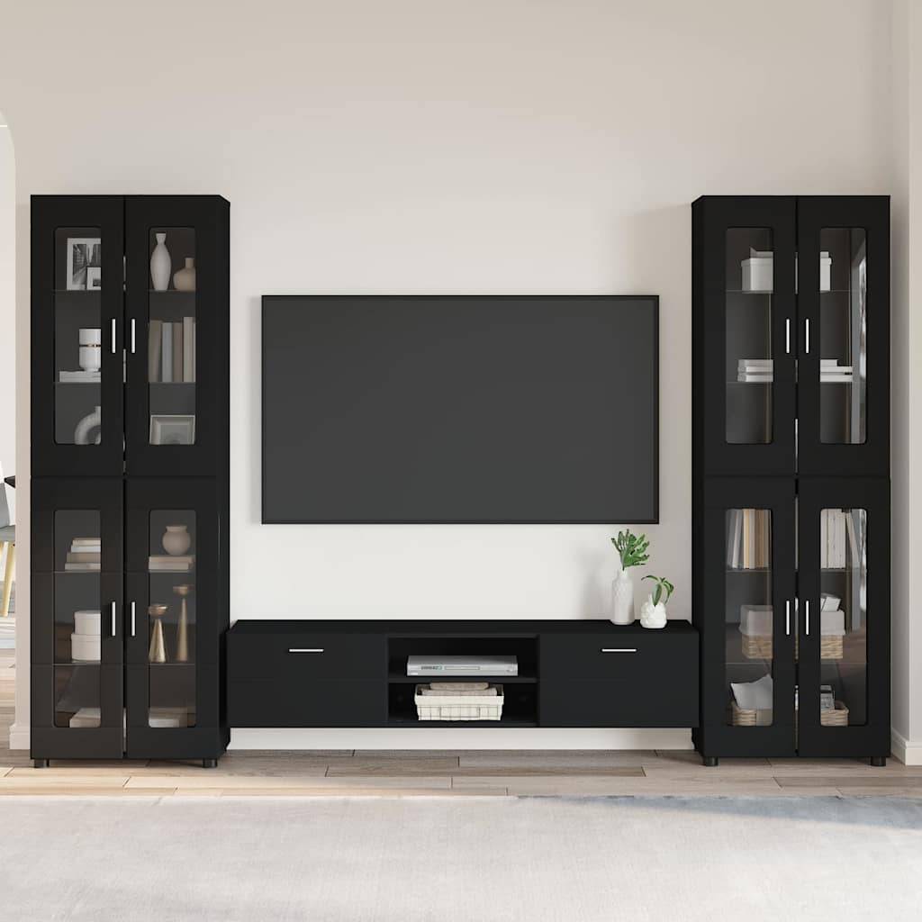 vidaXL TV-Schrankset mit Schubladen FLORIN 3 pcs Schwarz Holzwerkstoff