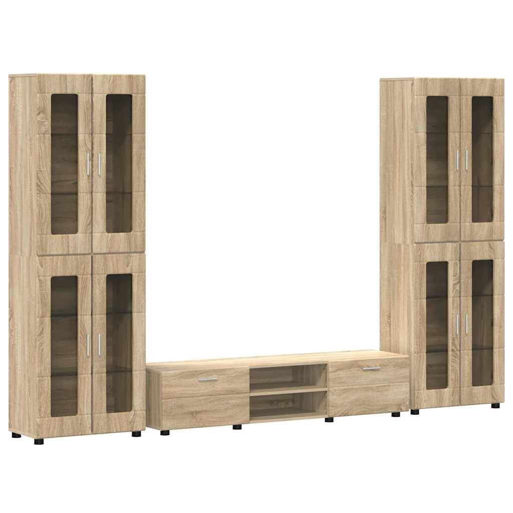 vidaXL TV-Schrankset mit Regal FLORIN 3 pcs Sonoma-Eiche Holzwerkstoff