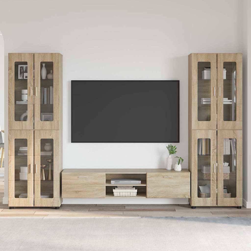 vidaXL TV-Schrankset mit Regal FLORIN 3 pcs Sonoma-Eiche Holzwerkstoff