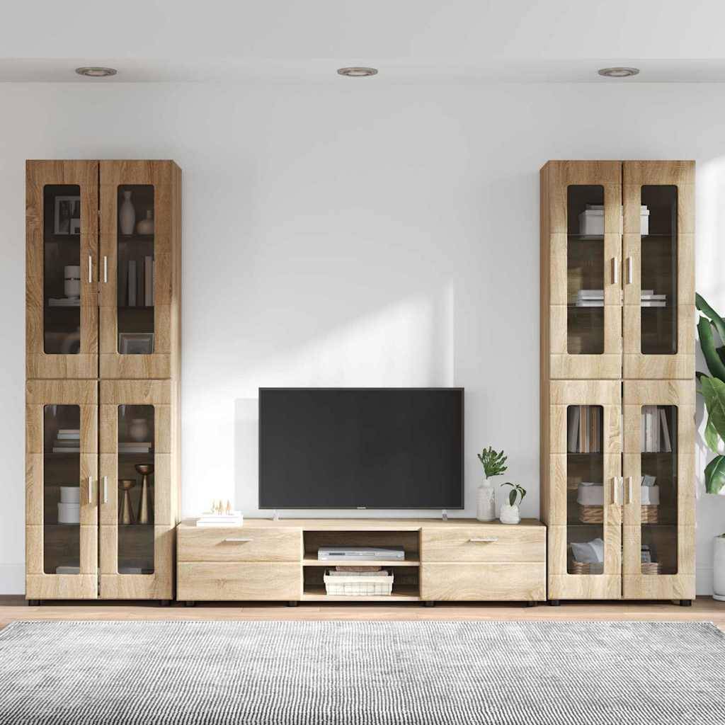 vidaXL TV-Schrankset mit Regal FLORIN 3 pcs Sonoma-Eiche Holzwerkstoff