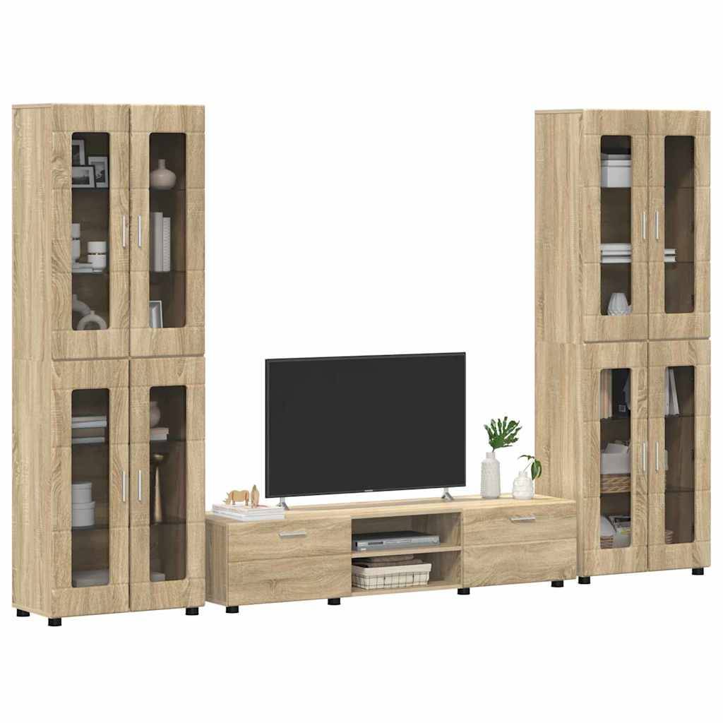 vidaXL TV-Schrankset mit Regal FLORIN 3 pcs Sonoma-Eiche Holzwerkstoff