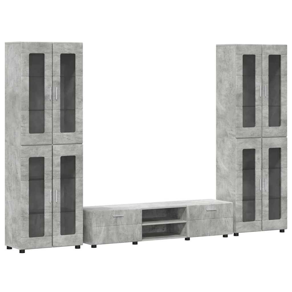 vidaXL TV-Schrankset mit Regal FLORIN 3 pcs Beton Grau Holzwerkstoff