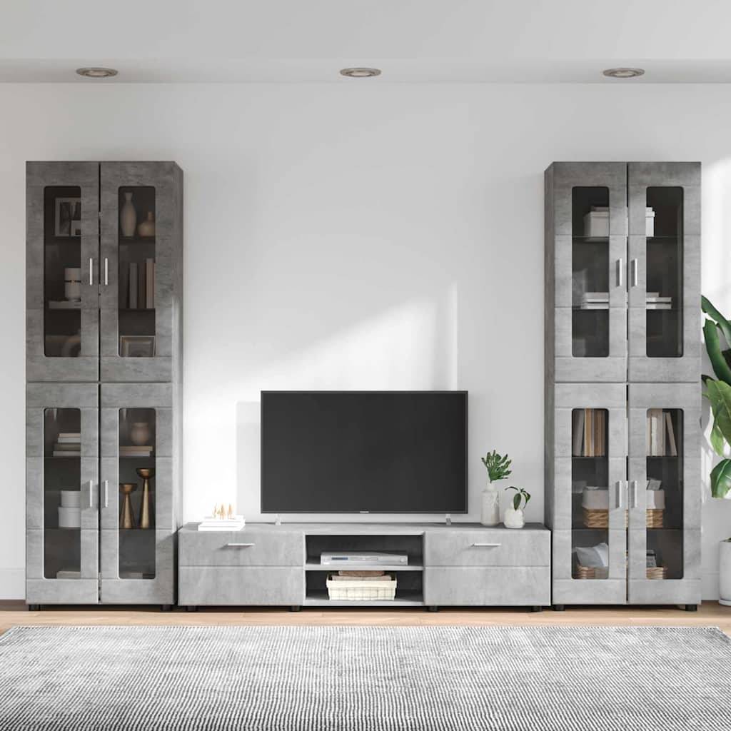 vidaXL TV-Schrankset mit Regal FLORIN 3 pcs Beton Grau Holzwerkstoff