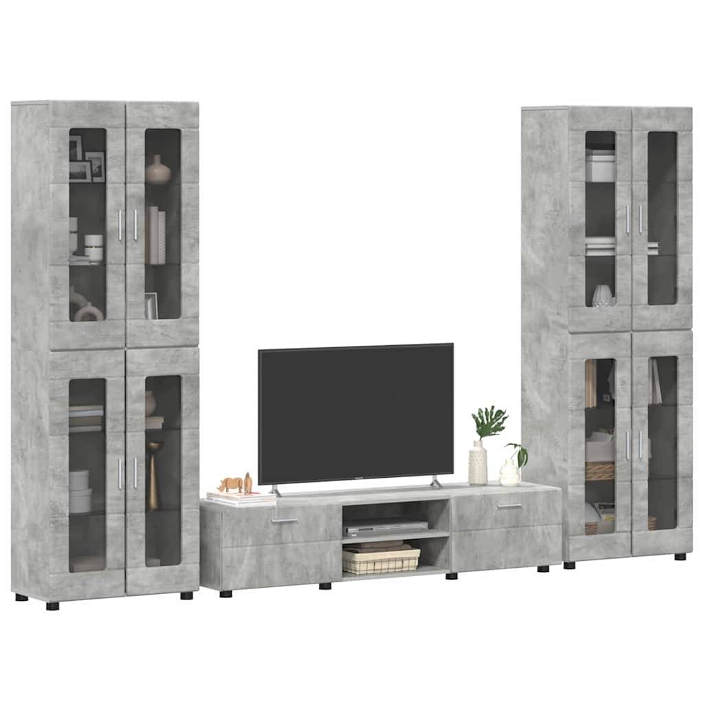 vidaXL TV-Schrankset mit Regal FLORIN 3 pcs Beton Grau Holzwerkstoff