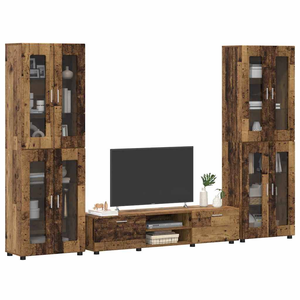 vidaXL TV-Schrankset mit Schubladen FLORIN 3 pcs Altholz Holzwerkstoff