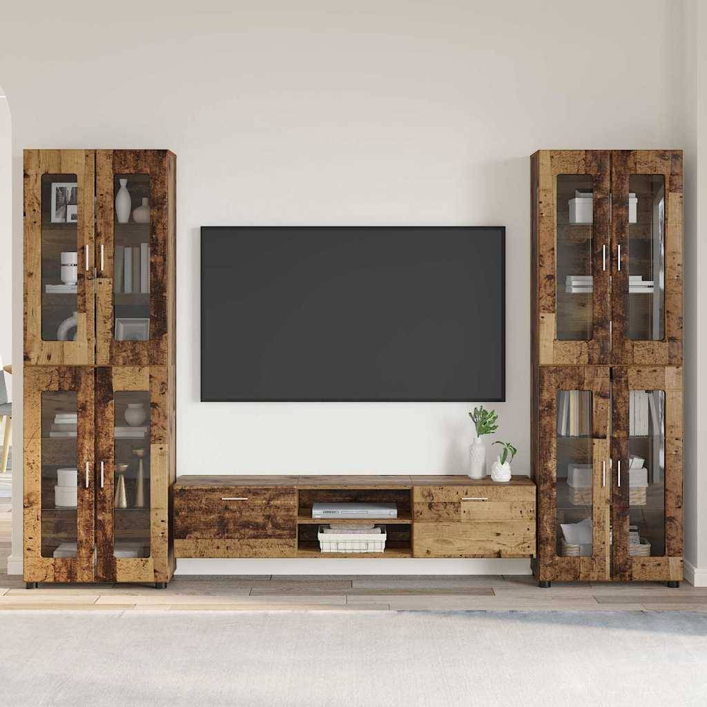 vidaXL TV-Schrankset mit Schubladen FLORIN 3 pcs Altholz Holzwerkstoff