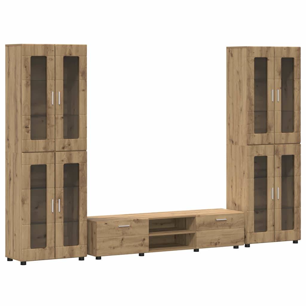 vidaXL TV-Schrankset mit Tür FLORIN 3 pcs Artisan-Eiche Holzwerkstoff