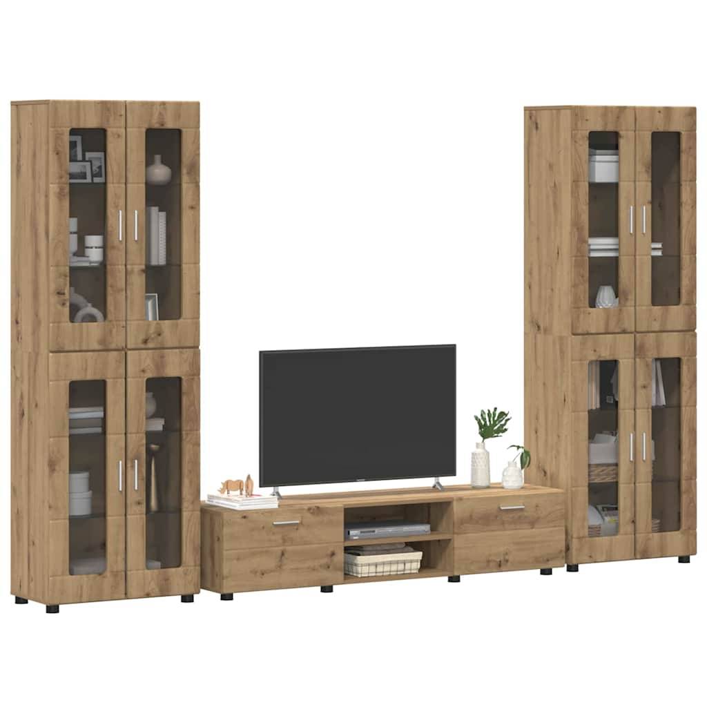 vidaXL TV-Schrankset mit Tür FLORIN 3 pcs Artisan-Eiche Holzwerkstoff