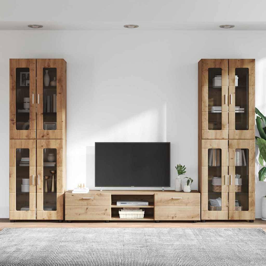 vidaXL TV-Schrankset mit Tür FLORIN 3 pcs Artisan-Eiche Holzwerkstoff
