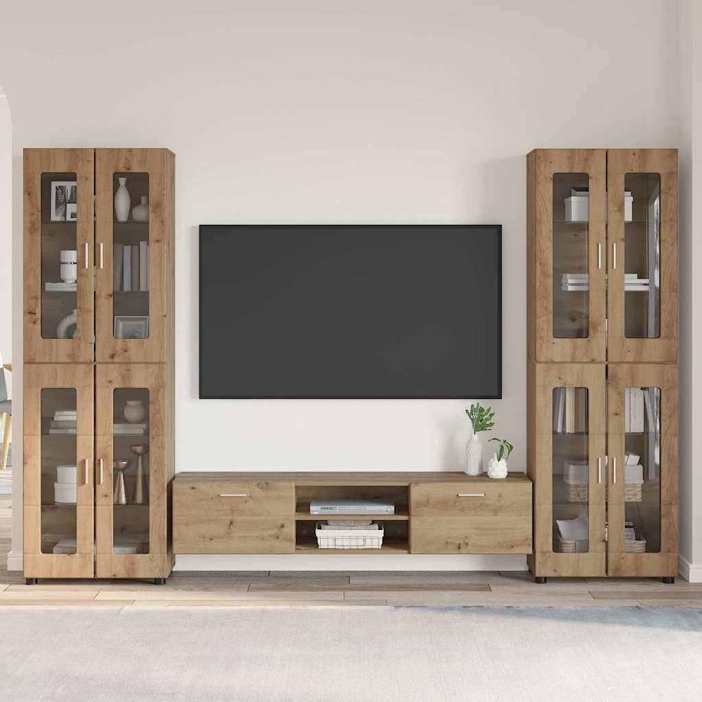 vidaXL TV-Schrankset mit Tür FLORIN 3 pcs Artisan-Eiche Holzwerkstoff