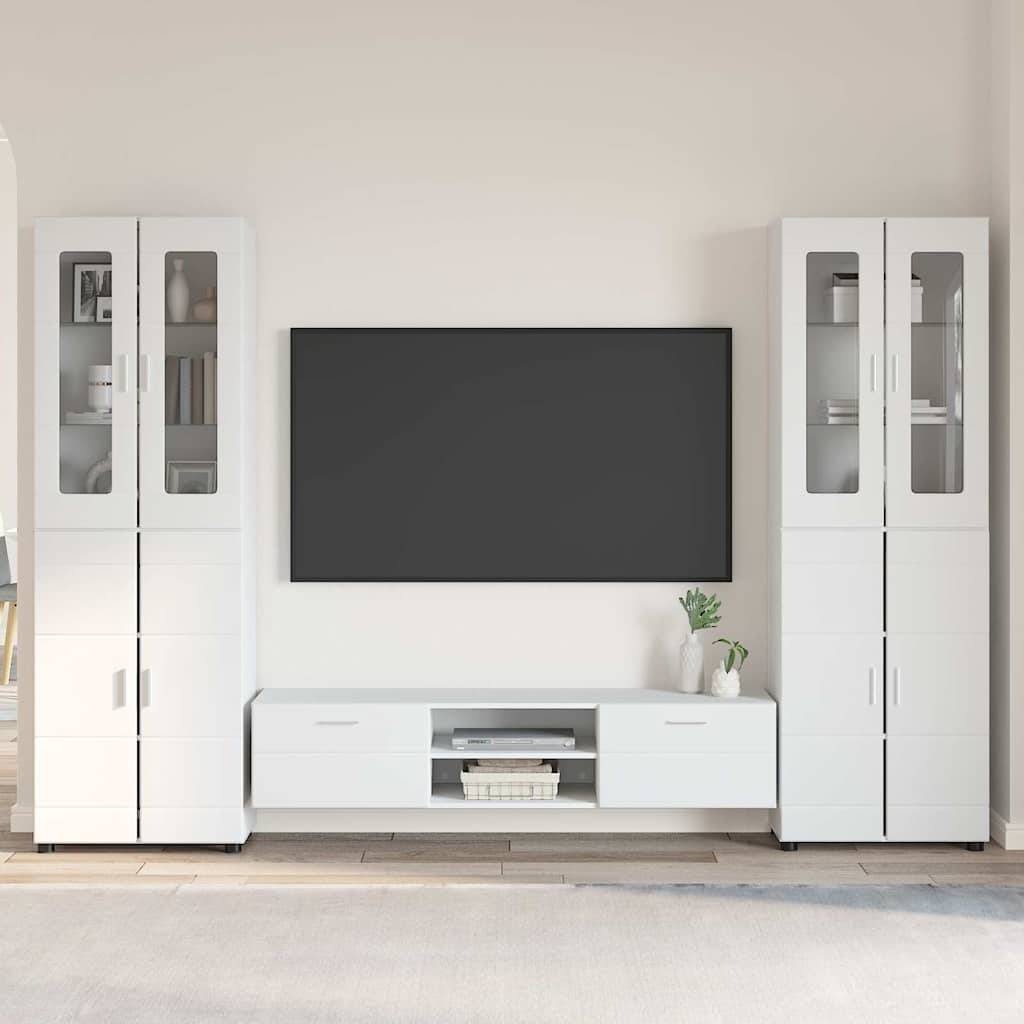 vidaXL TV-Schrankset mit Schubladen FLORIN 3 pcs Weiß Holzwerkstoff