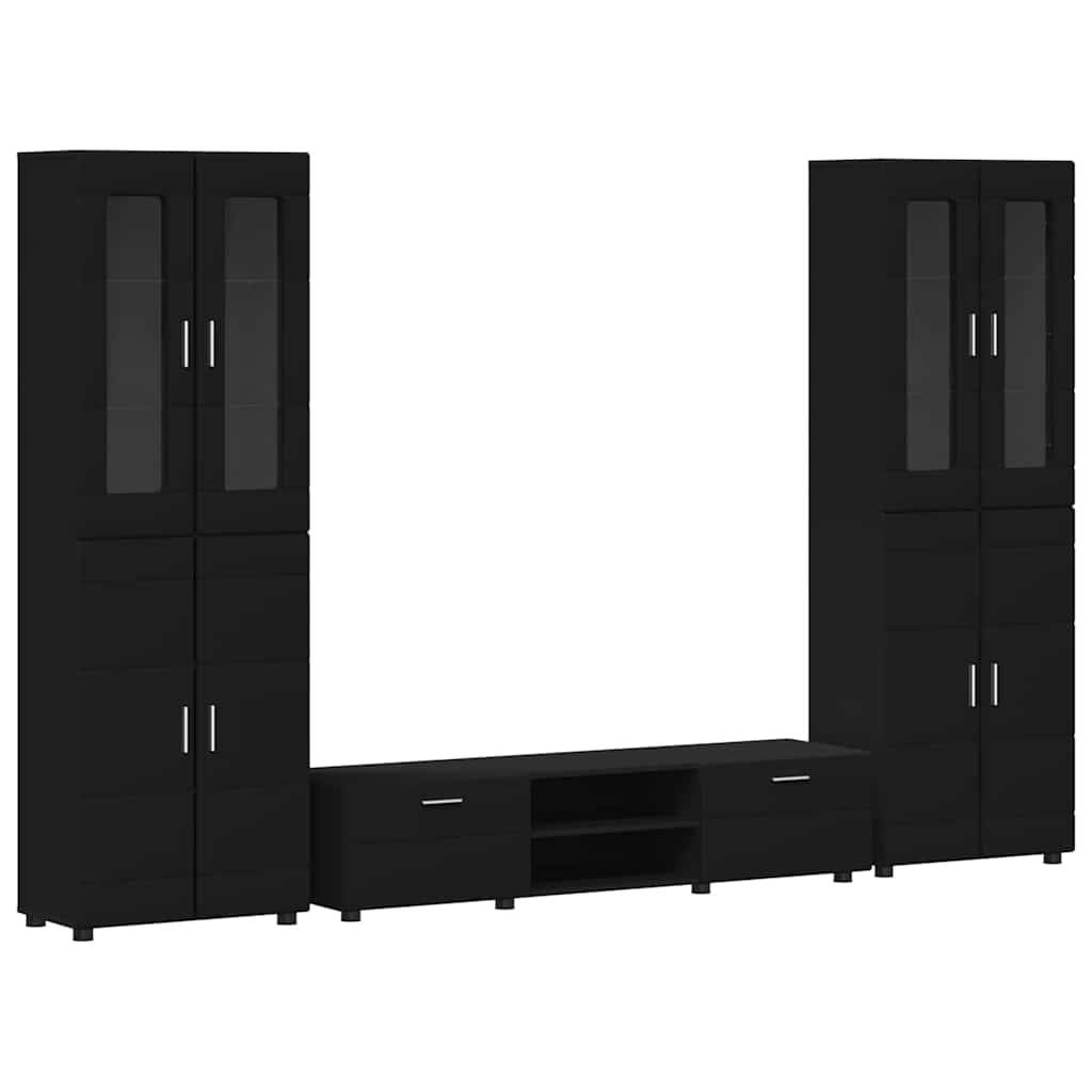 vidaXL TV-Schrankset mit Schubladen FLORIN 3 pcs Schwarz Holzwerkstoff