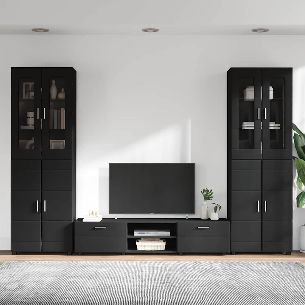 vidaXL TV-Schrankset mit Schubladen FLORIN 3 pcs Schwarz Holzwerkstoff