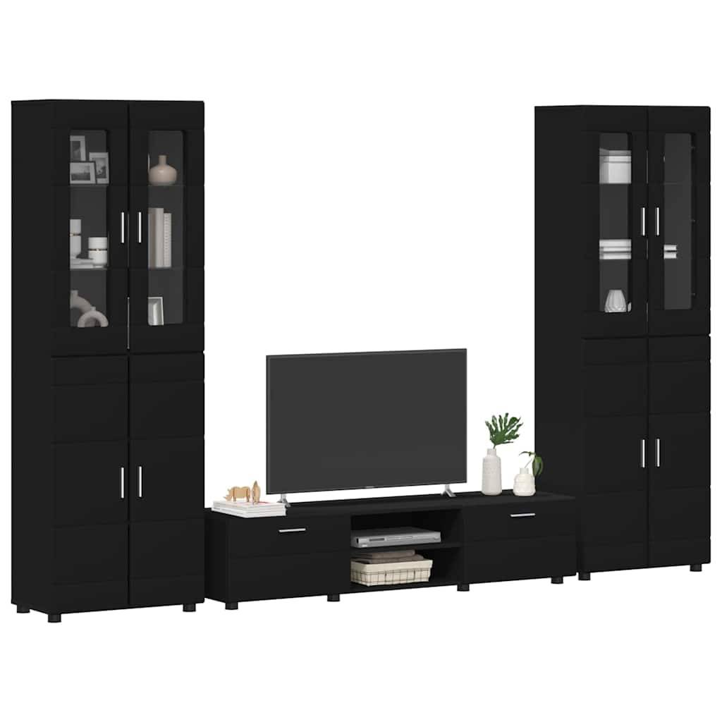vidaXL TV-Schrankset mit Schubladen FLORIN 3 pcs Schwarz Holzwerkstoff