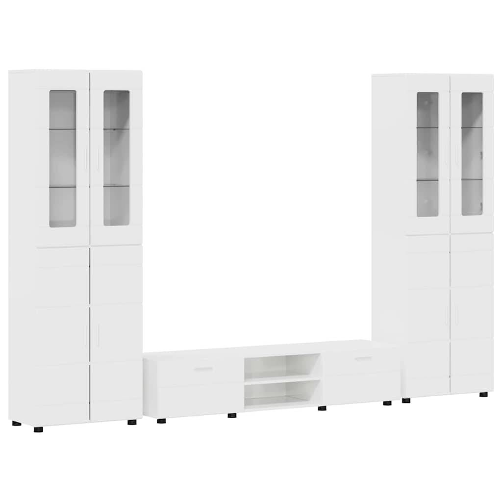 vidaXL TV-Schrankset mit Tür FLORIN 3 pcs Hochglanz Weiß Holzwerkstoff