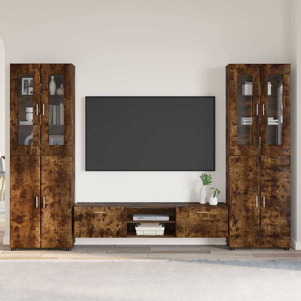 vidaXL TV-Schrankset FLORIN 3 pcs Geräucherte Eiche Holzwerkstoff