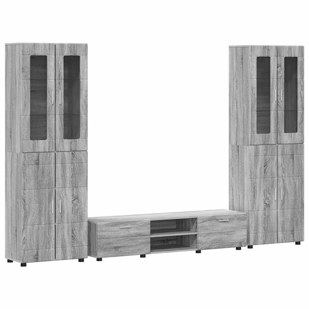 vidaXL TV-Schrankset mit Tür FLORIN 3 pcs Graues Sonoma Holzwerkstoff
