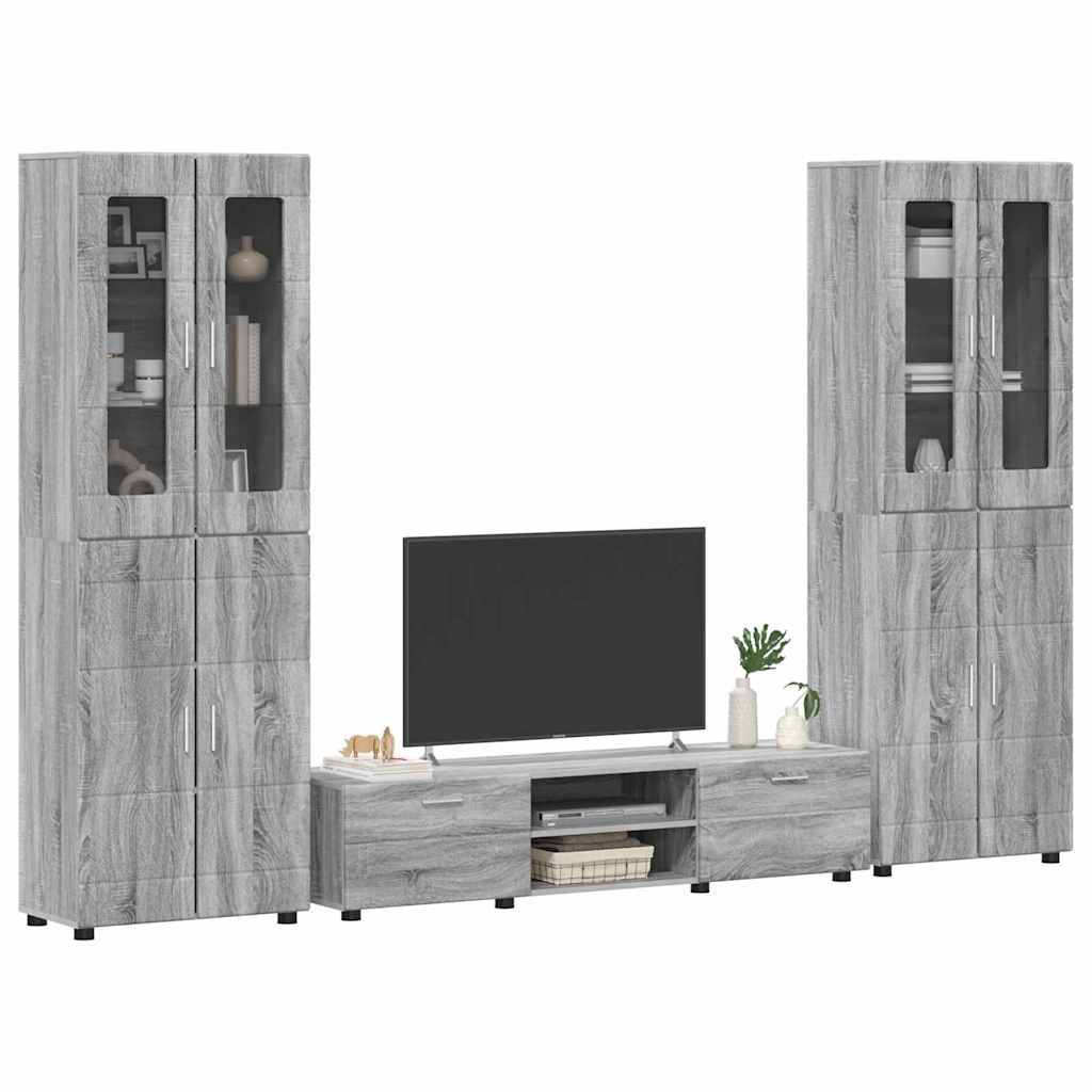 vidaXL TV-Schrankset mit Tür FLORIN 3 pcs Graues Sonoma Holzwerkstoff