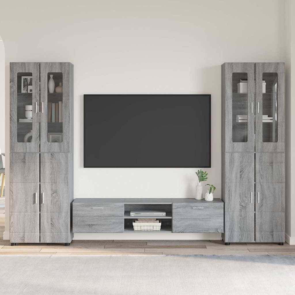 vidaXL TV-Schrankset mit Tür FLORIN 3 pcs Graues Sonoma Holzwerkstoff