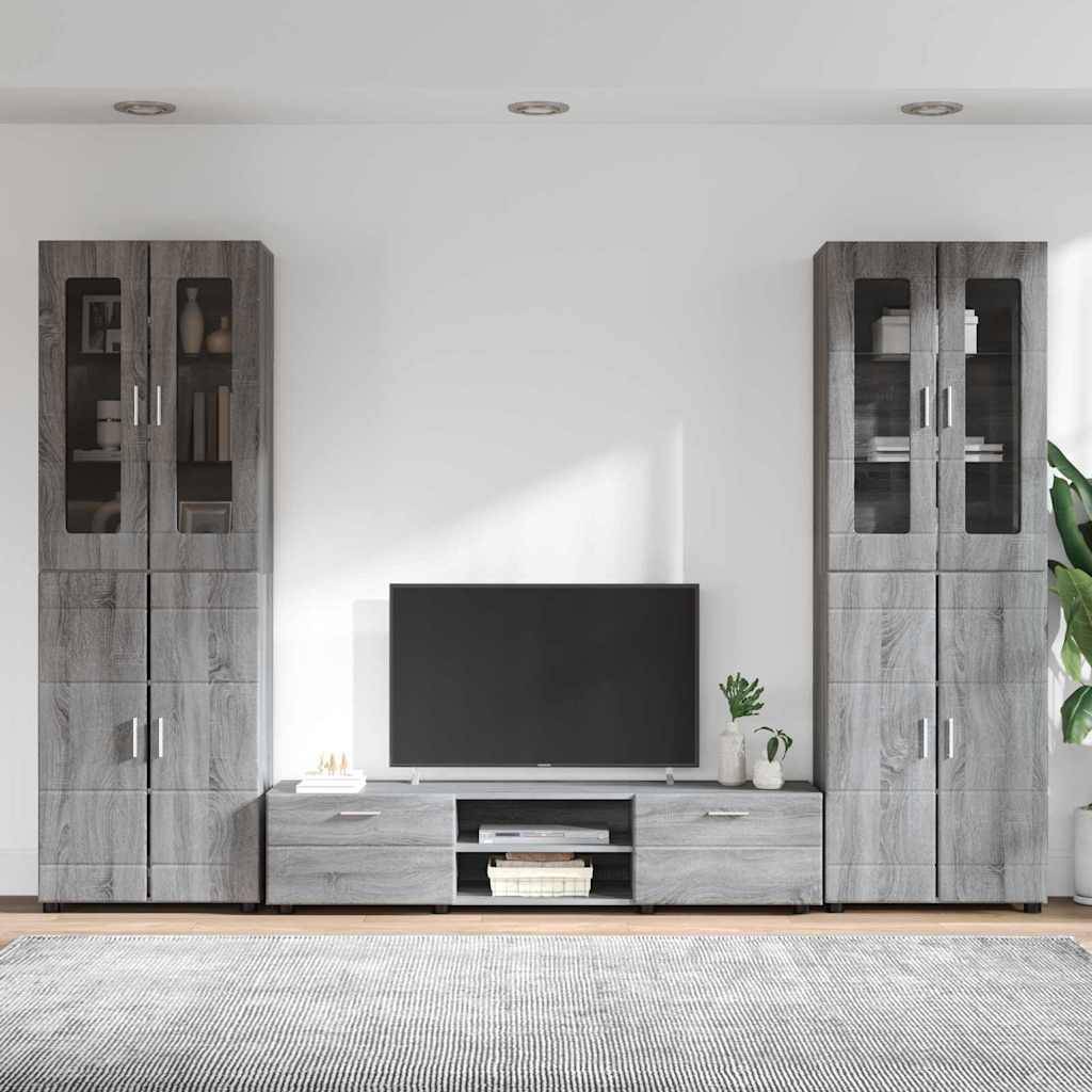 vidaXL TV-Schrankset mit Tür FLORIN 3 pcs Graues Sonoma Holzwerkstoff