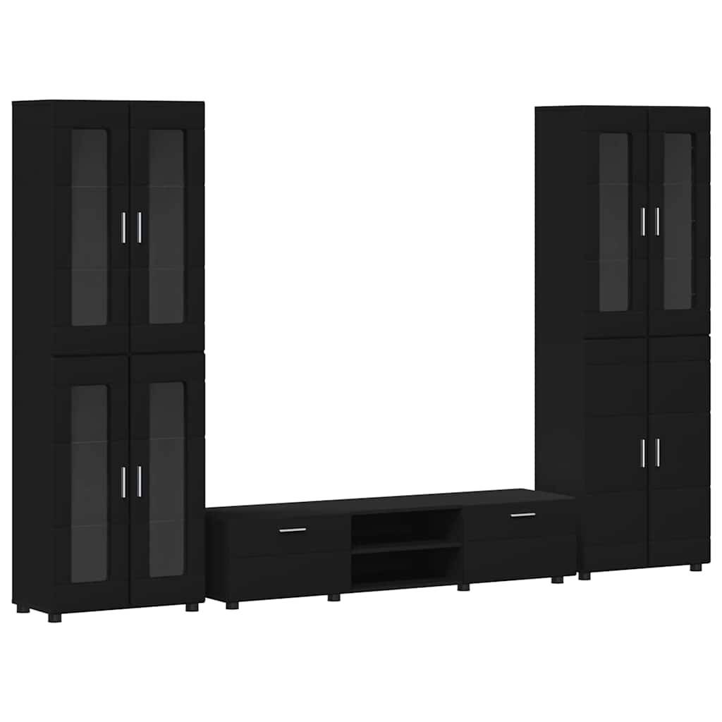 vidaXL TV-Schrankset mit Schubladen FLORIN 3 pcs Schwarz Holzwerkstoff