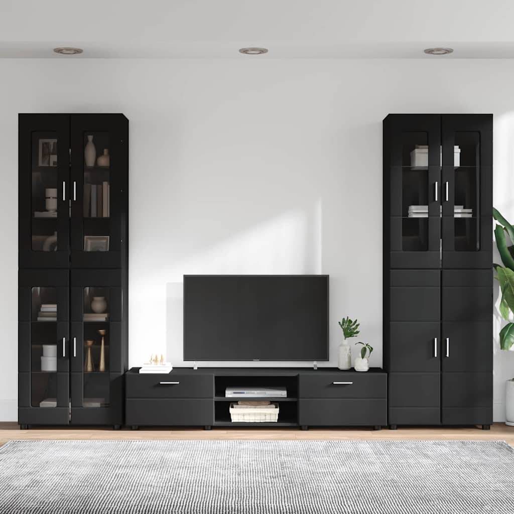 vidaXL TV-Schrankset mit Schubladen FLORIN 3 pcs Schwarz Holzwerkstoff