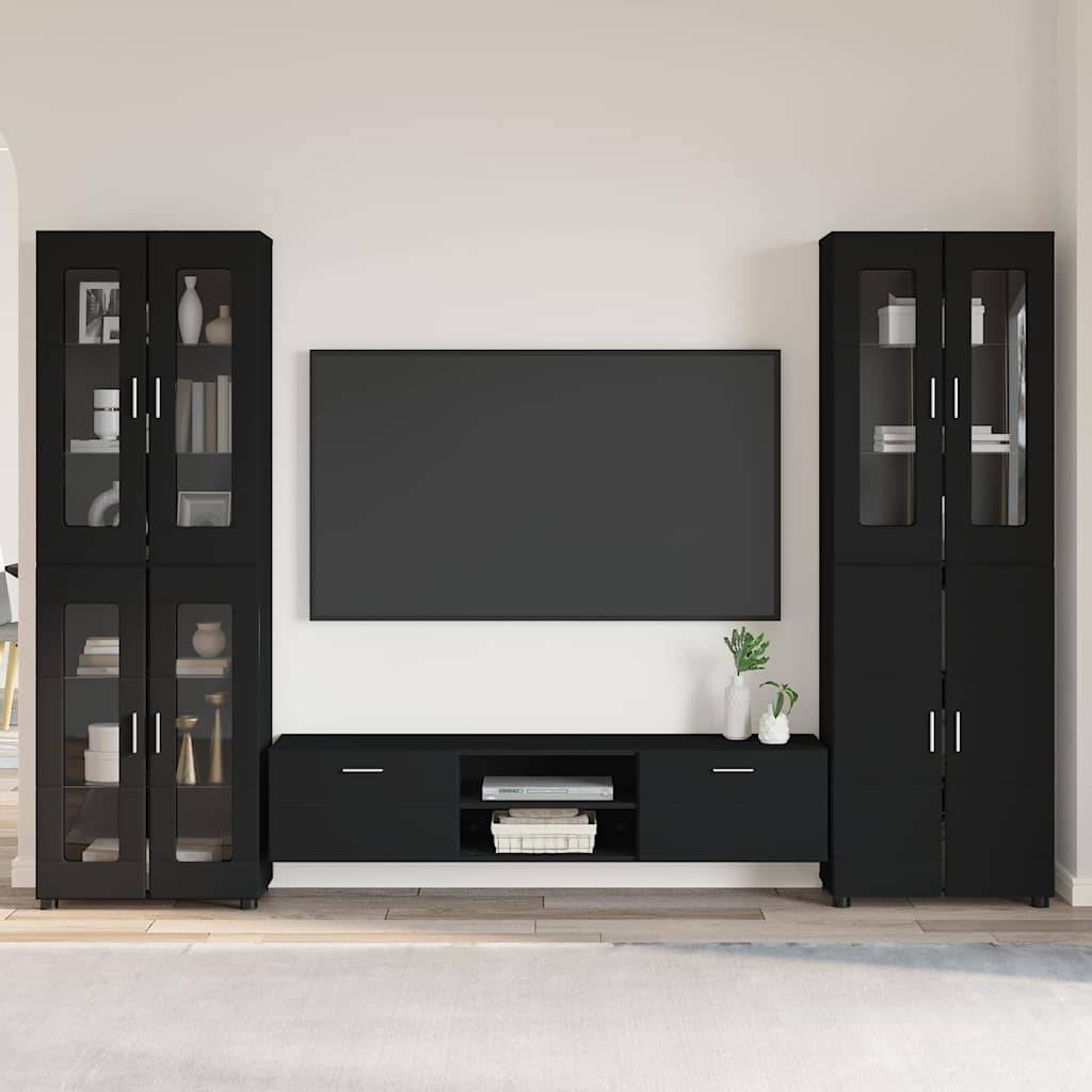 vidaXL TV-Schrankset mit Schubladen FLORIN 3 pcs Schwarz Holzwerkstoff