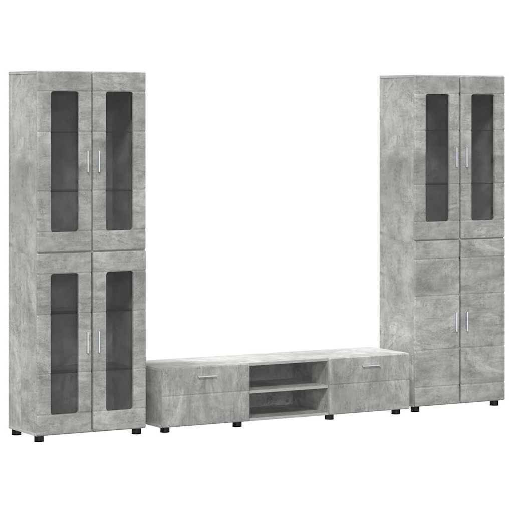vidaXL TV-Schrankset mit Regal FLORIN 3 pcs Beton Grau Holzwerkstoff