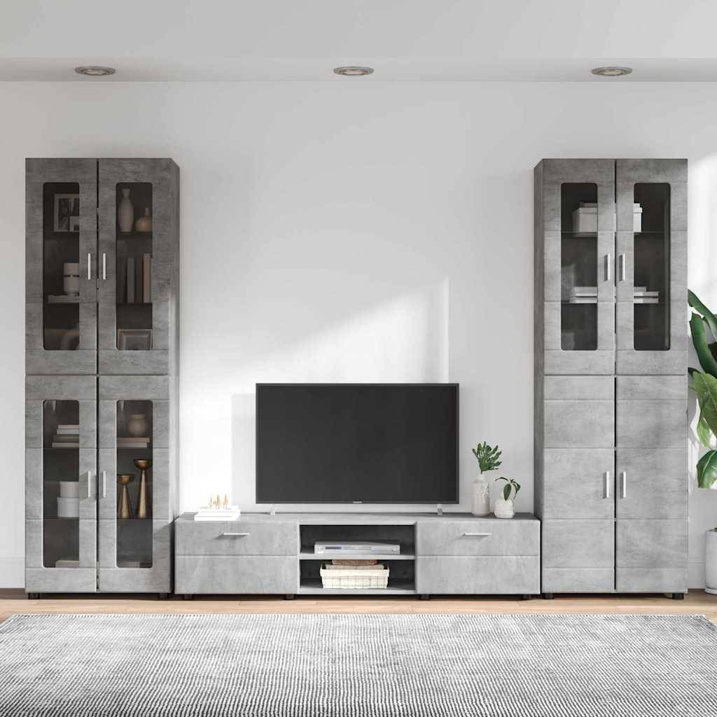 vidaXL TV-Schrankset mit Regal FLORIN 3 pcs Beton Grau Holzwerkstoff