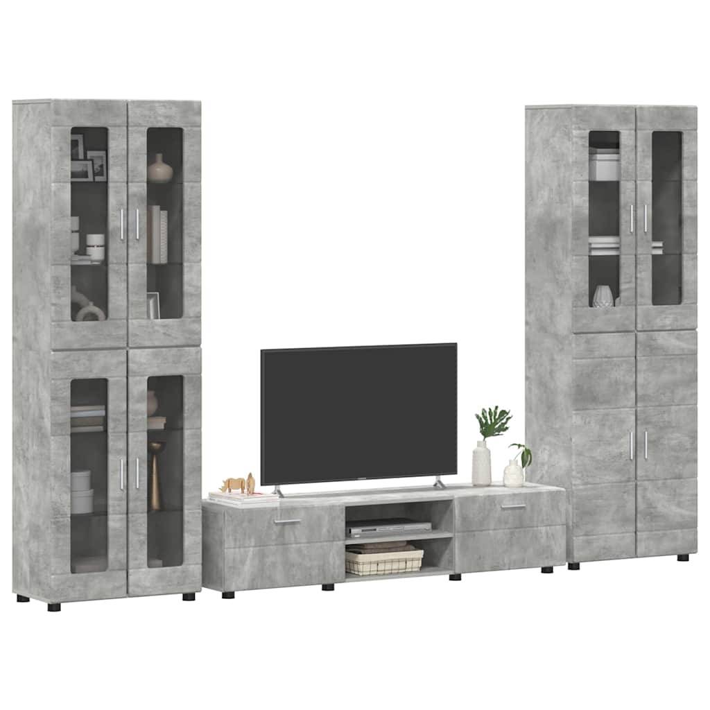 vidaXL TV-Schrankset mit Regal FLORIN 3 pcs Beton Grau Holzwerkstoff