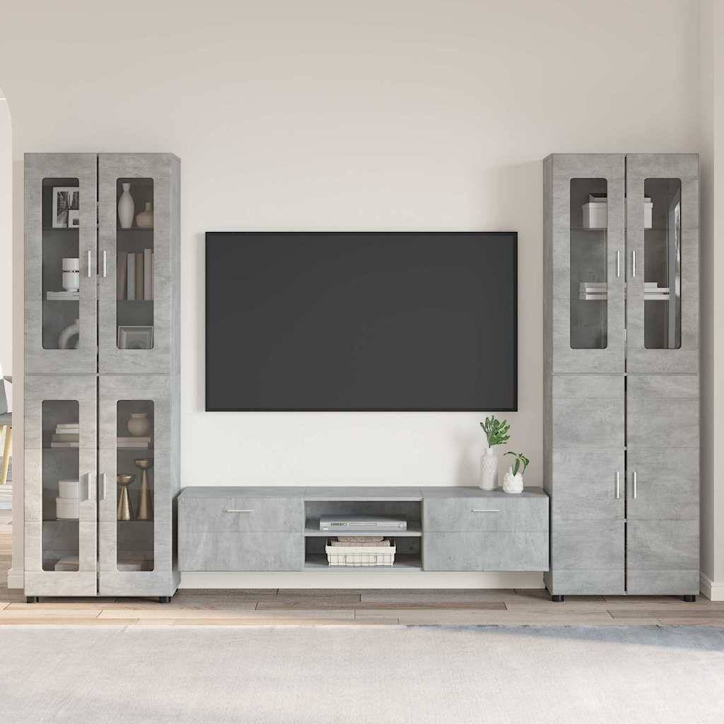 vidaXL TV-Schrankset mit Regal FLORIN 3 pcs Beton Grau Holzwerkstoff