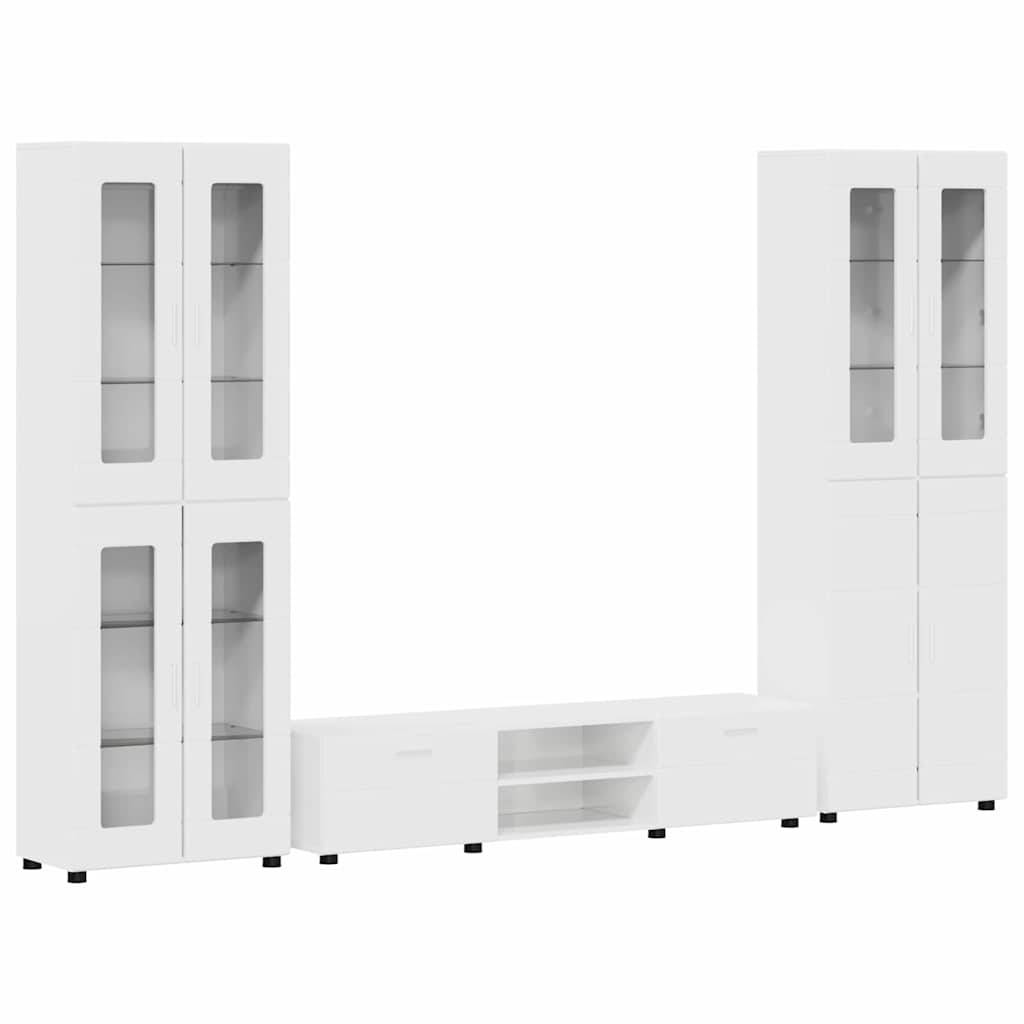 vidaXL TV-Schrankset mit Tür FLORIN 3 pcs Hochglanz Weiß Holzwerkstoff