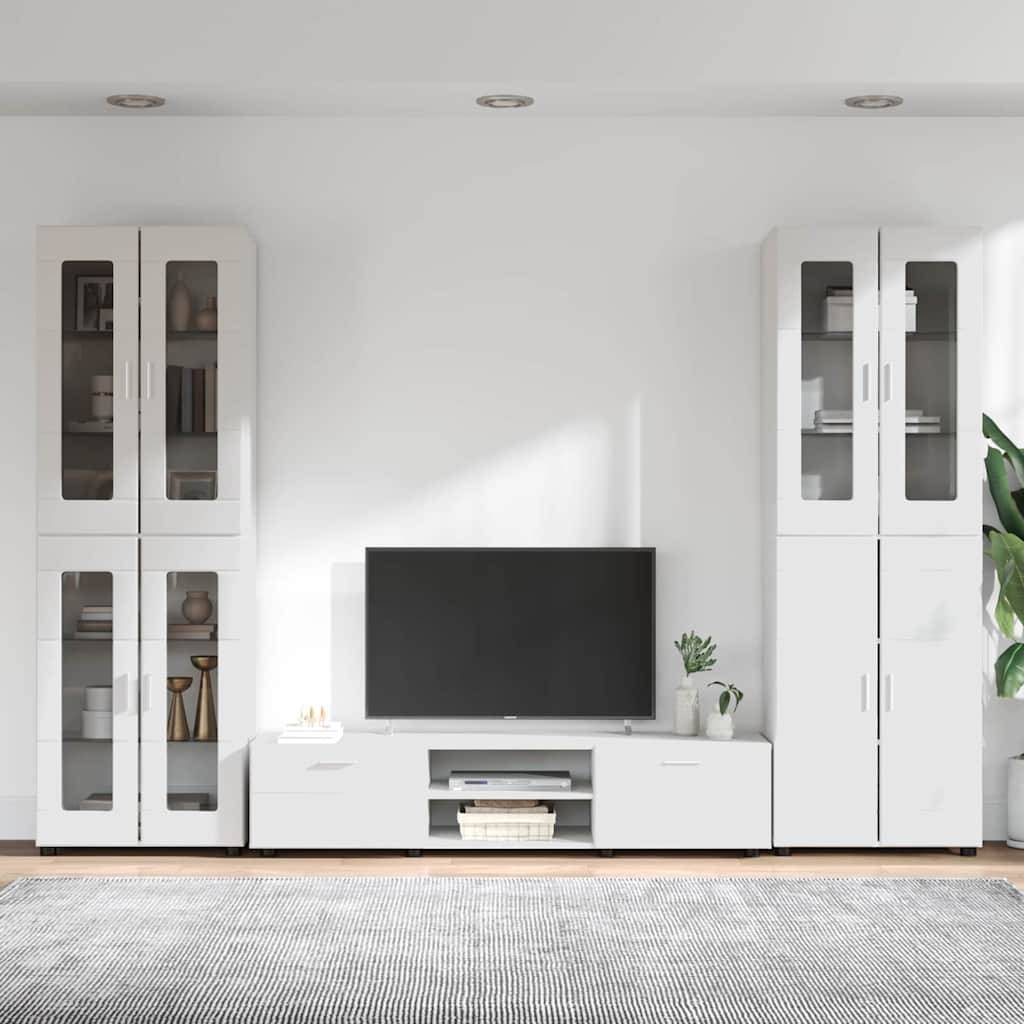 vidaXL TV-Schrankset mit Tür FLORIN 3 pcs Hochglanz Weiß Holzwerkstoff