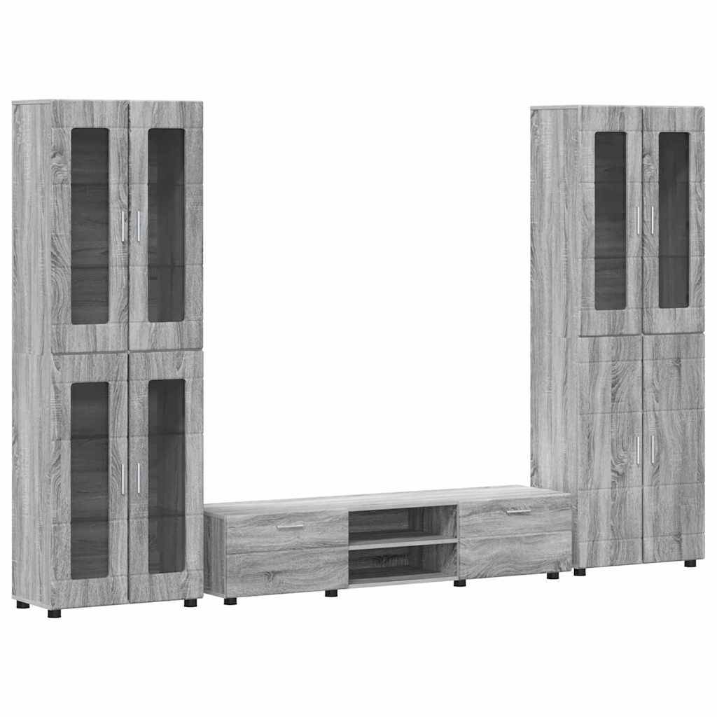 vidaXL TV-Schrankset mit Tür FLORIN 3 pcs Graues Sonoma Holzwerkstoff