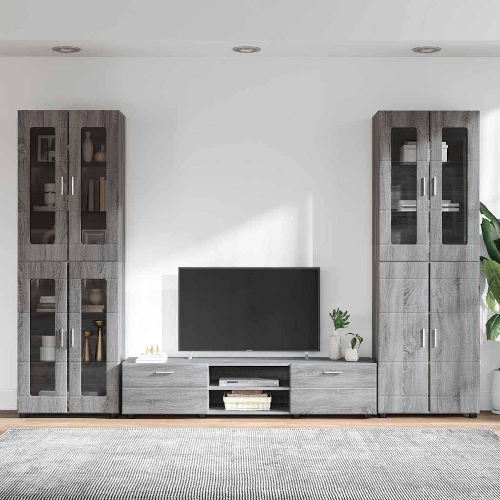 vidaXL TV-Schrankset mit Tür FLORIN 3 pcs Graues Sonoma Holzwerkstoff
