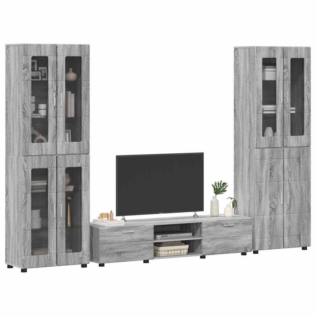 vidaXL TV-Schrankset mit Tür FLORIN 3 pcs Graues Sonoma Holzwerkstoff