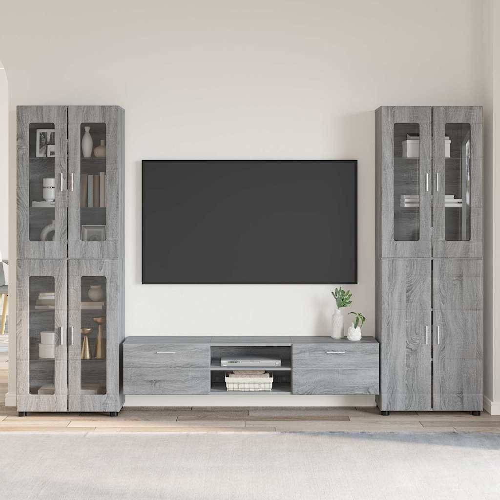 vidaXL TV-Schrankset mit Tür FLORIN 3 pcs Graues Sonoma Holzwerkstoff