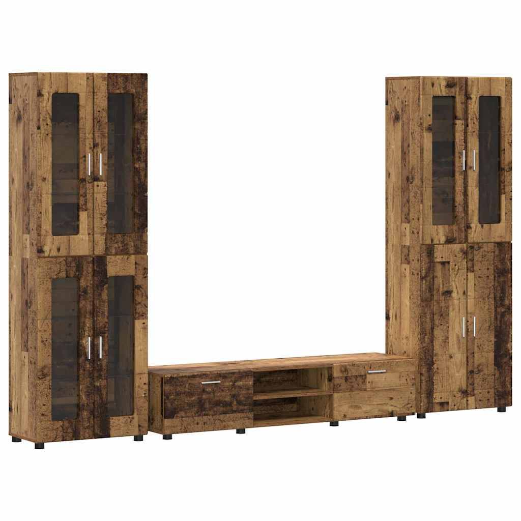 vidaXL TV-Schrankset mit Schubladen FLORIN 3 pcs Altholz Holzwerkstoff