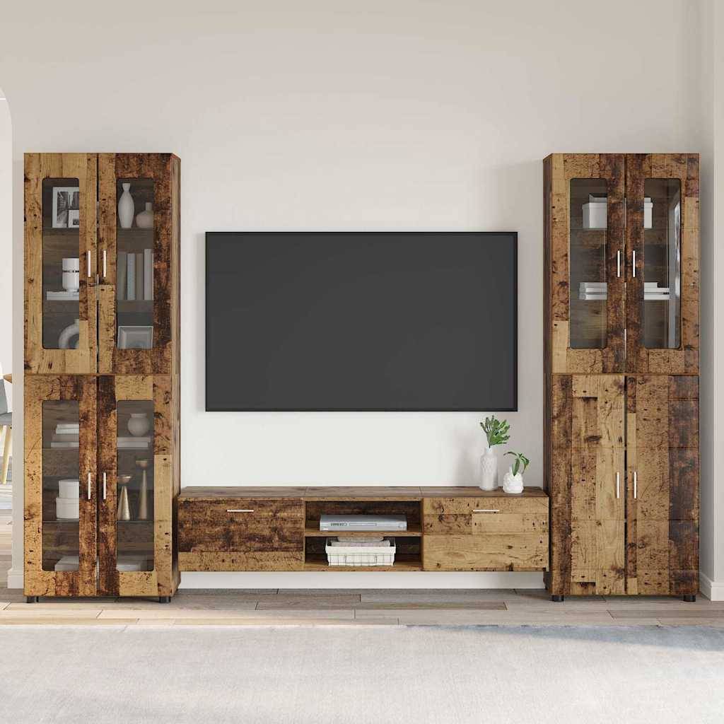 vidaXL TV-Schrankset mit Schubladen FLORIN 3 pcs Altholz Holzwerkstoff