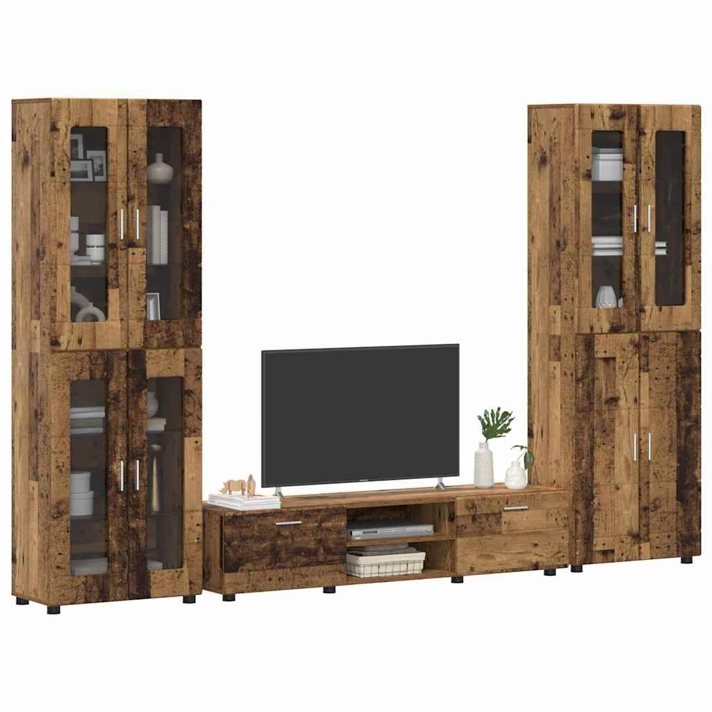 vidaXL TV-Schrankset mit Schubladen FLORIN 3 pcs Altholz Holzwerkstoff