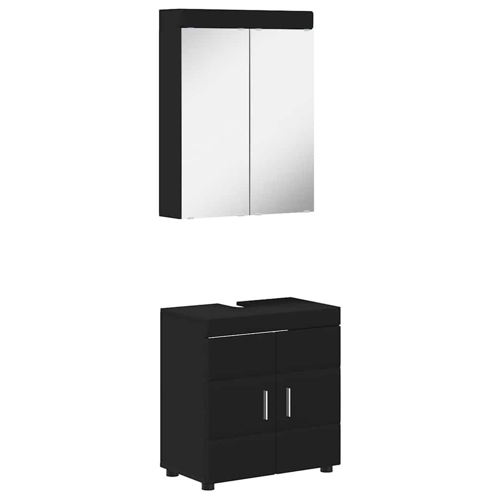 vidaXL Badezimmermöbel-Set TULUM 2 pcs Schwarz 60 x 34 x 63 cm
