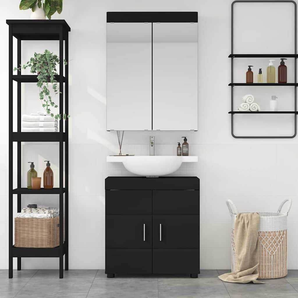 vidaXL Badezimmermöbel-Set TULUM 2 pcs Schwarz 60 x 34 x 63 cm