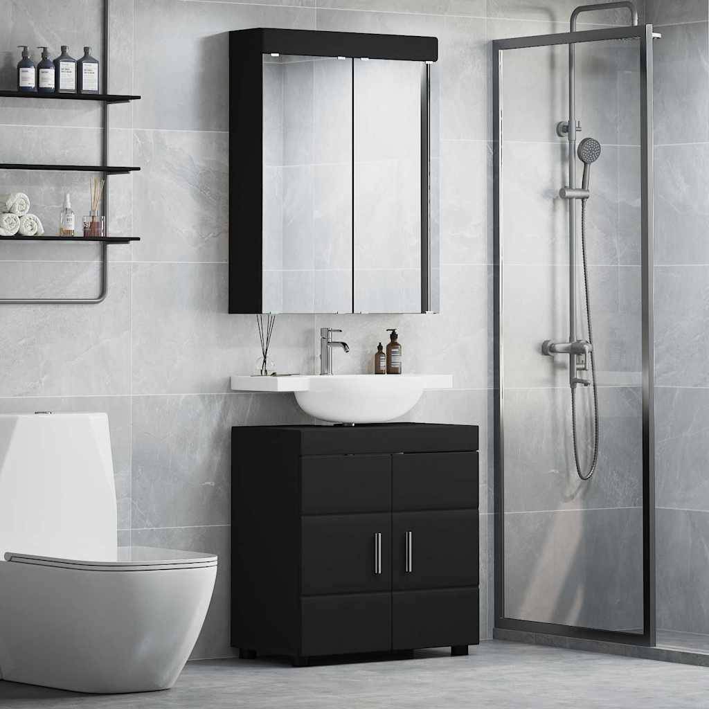 vidaXL Badezimmermöbel-Set TULUM 2 pcs Schwarz 60 x 34 x 63 cm