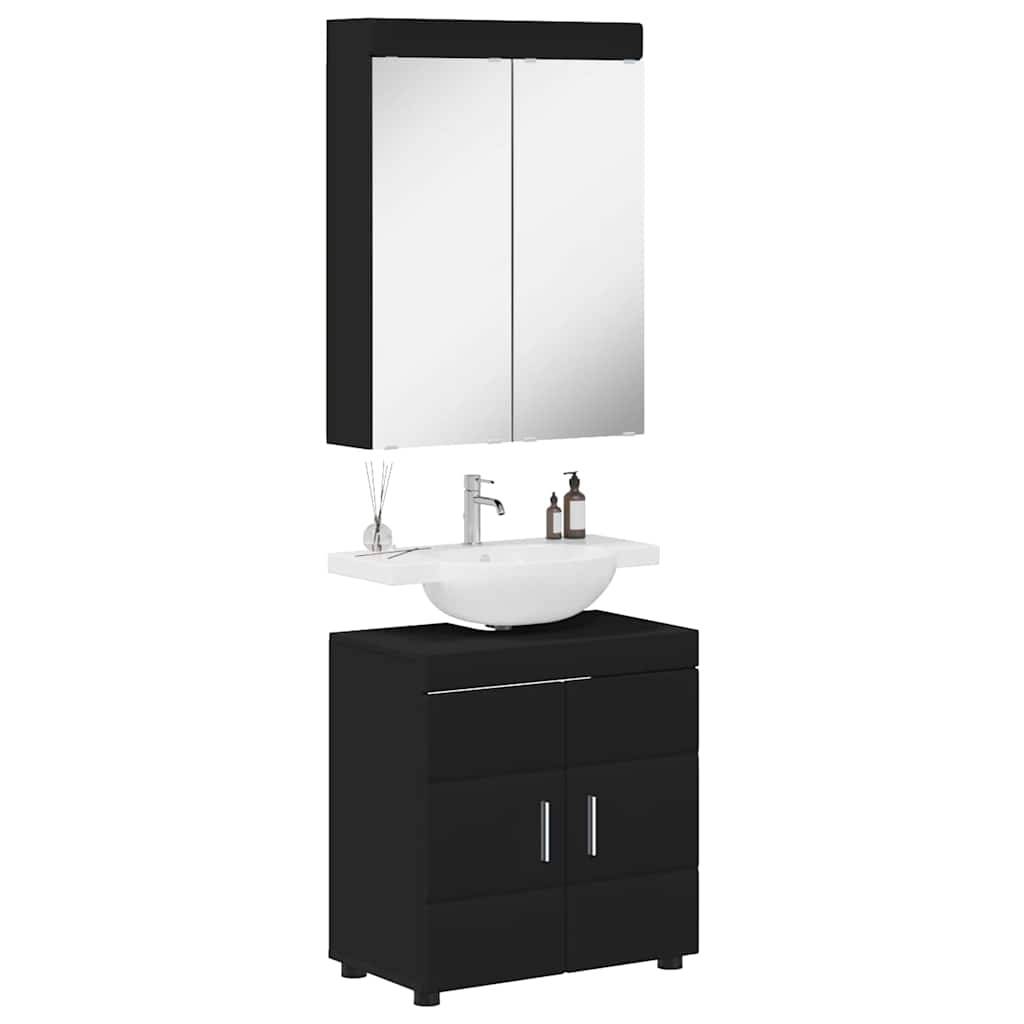 vidaXL Badezimmermöbel-Set TULUM 2 pcs Schwarz 60 x 34 x 63 cm