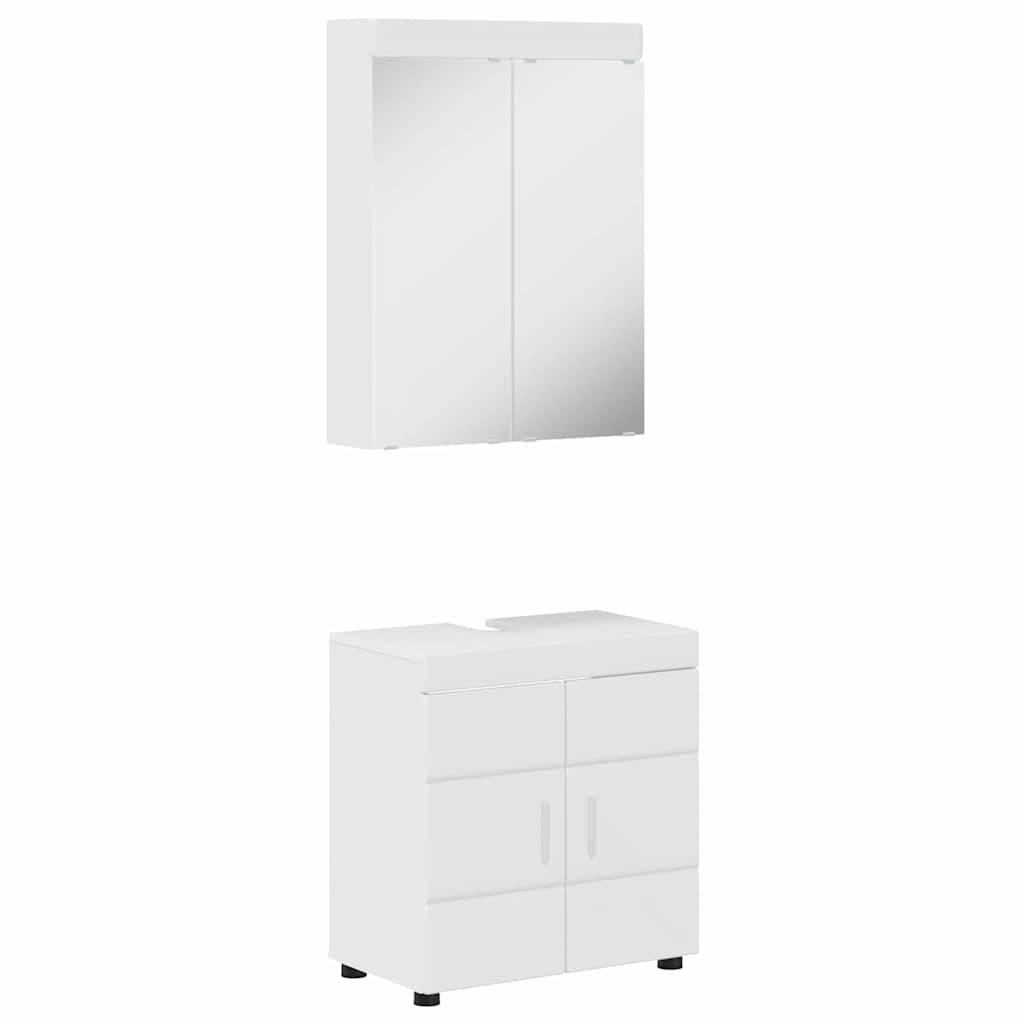 vidaXL Badezimmermöbel-Set TULUM 2 pcs Hochglanz Weiß 60 x 34 x 63 cm