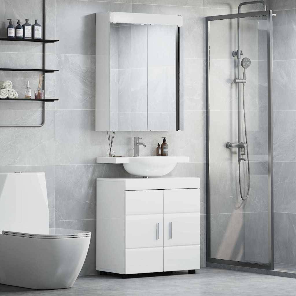 vidaXL Badezimmermöbel-Set TULUM 2 pcs Hochglanz Weiß 60 x 34 x 63 cm