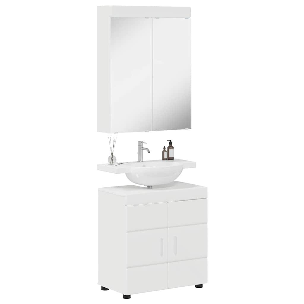 vidaXL Badezimmermöbel-Set TULUM 2 pcs Hochglanz Weiß 60 x 34 x 63 cm