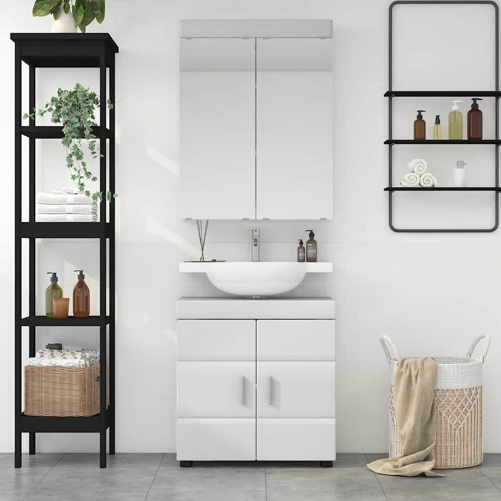 vidaXL Badezimmermöbel-Set TULUM 2 pcs Hochglanz Weiß 60 x 34 x 63 cm